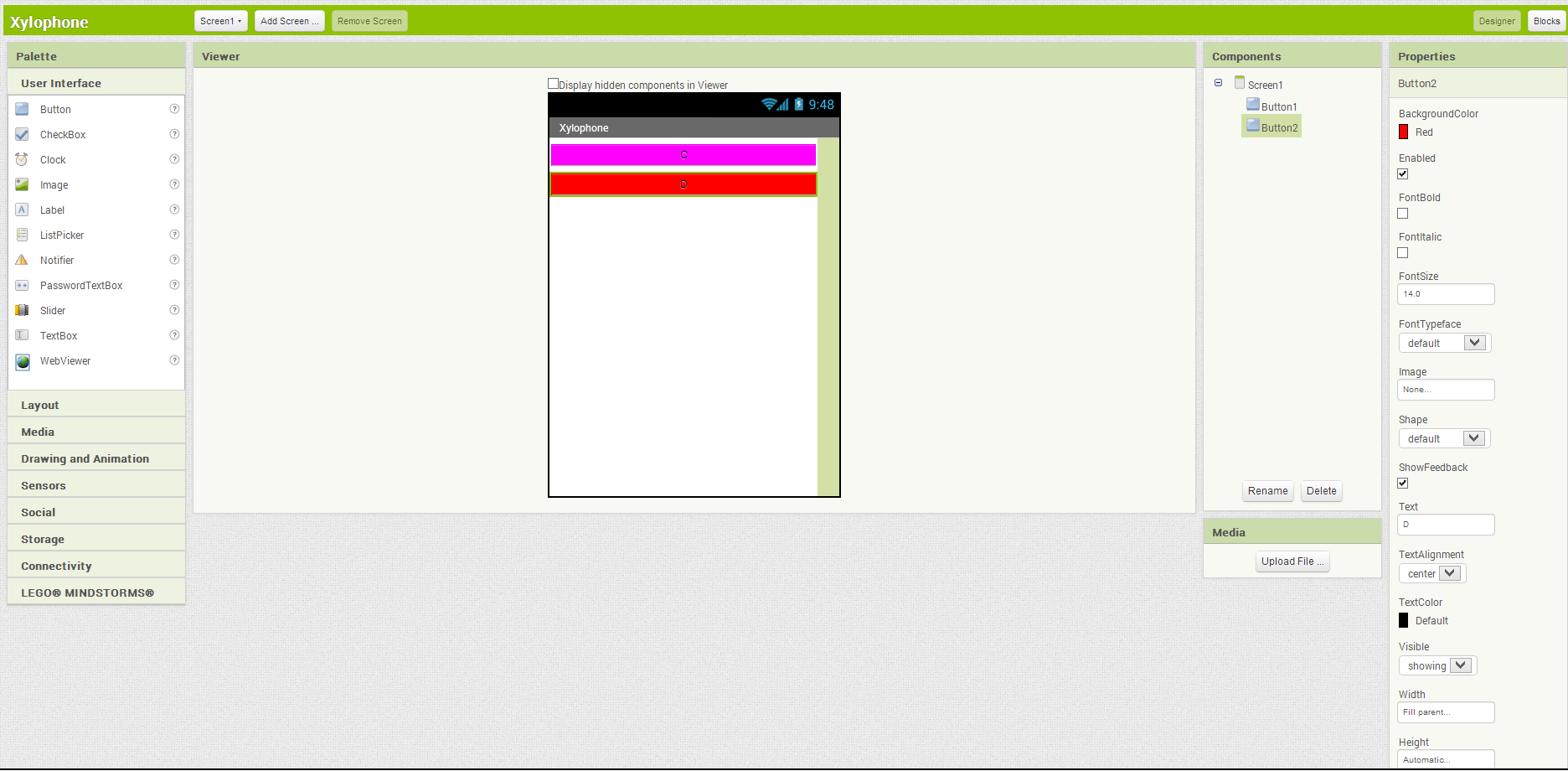 Figure 92. Placing buttons to create a keyboard