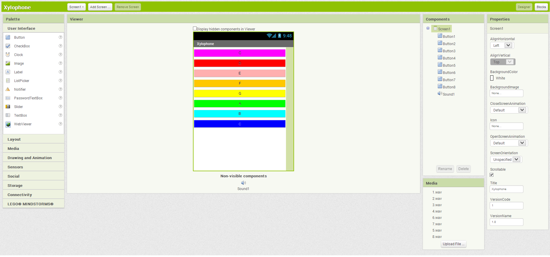 You may also want to change Button8 ’s TextColor property to White, as